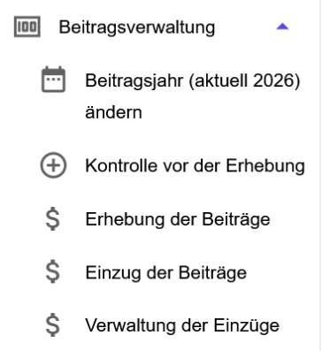 shverein menü beitragsverwaltung